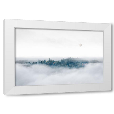Misty Morning Surprise White Modern Wood Framed Art Print by Bergolth, Matthias