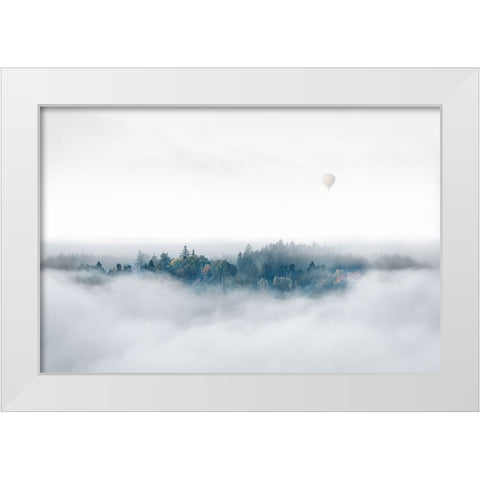 Misty Morning Surprise White Modern Wood Framed Art Print by Bergolth, Matthias