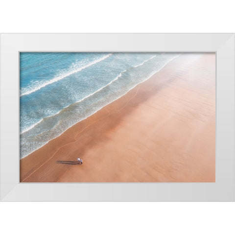 Walk By The Sea White Modern Wood Framed Art Print by Ashen