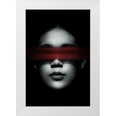 Blindfolded White Modern Wood Framed Art Print by Sungkono, Heru