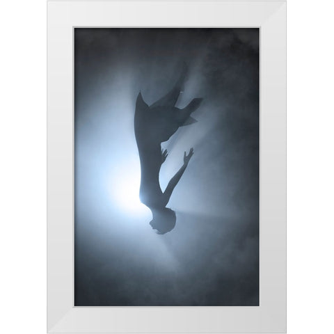 Falling White Modern Wood Framed Art Print by F, Terry