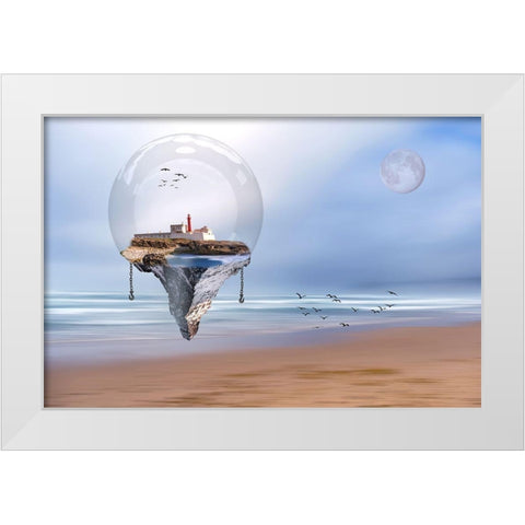 The Lighthouse White Modern Wood Framed Art Print by Martins, Vitor