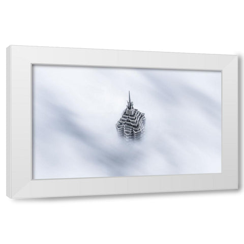 Shanghai Jinmao Tower In Clouds White Modern Wood Framed Art Print by Shen, Ran
