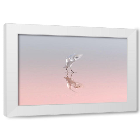 Little Egret White Modern Wood Framed Art Print by Rublina, Natalia