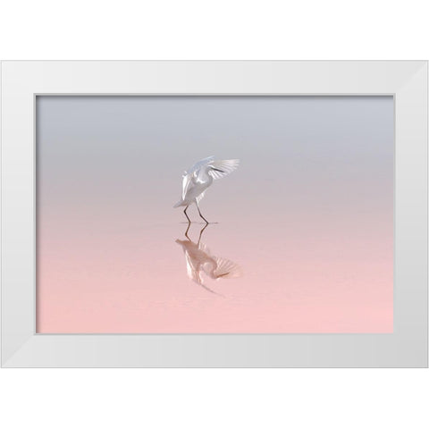 Little Egret White Modern Wood Framed Art Print by Rublina, Natalia