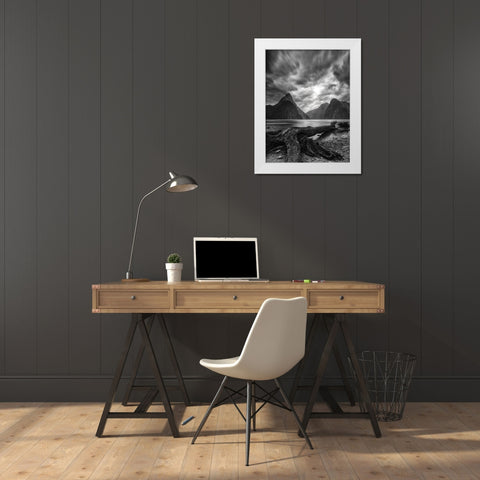 Dance Of The Clouds-Milford Fjord-New Zealand. White Modern Wood Framed Art Print by Xiawenbin
