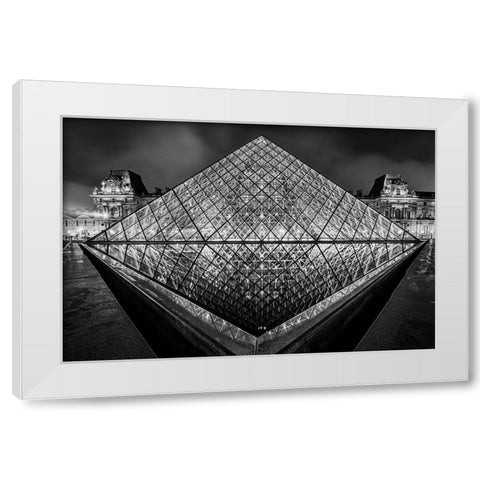 Luovre Paris White Modern Wood Framed Art Print by Benmoshe, Kobi