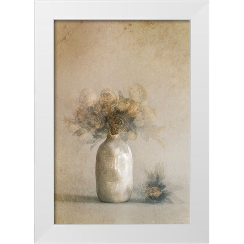 Fallen Leaves White Modern Wood Framed Art Print by Kiral, Cicek