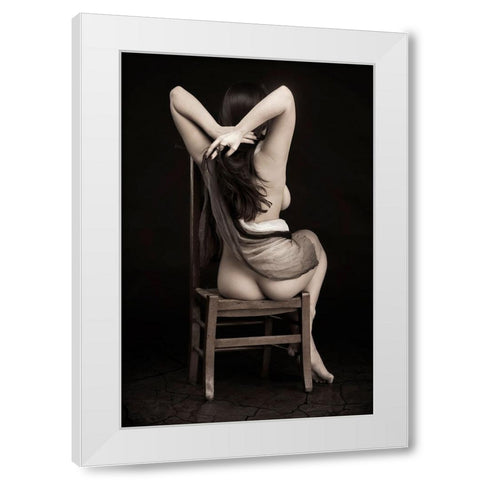 Old Chair White Modern Wood Framed Art Print by Slotboom, Jan