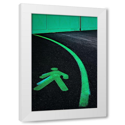 Green Path White Modern Wood Framed Art Print by Del Santo, Francesco