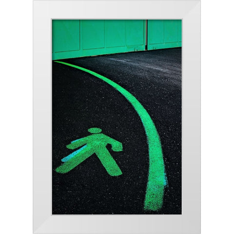 Green Path White Modern Wood Framed Art Print by Del Santo, Francesco