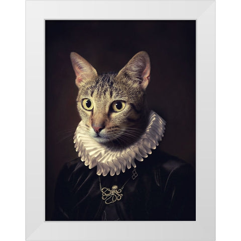Sir Kiko White Modern Wood Framed Art Print by Dias, Paulo