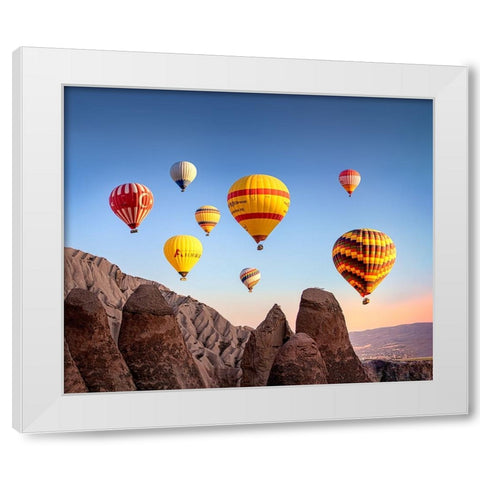 Balloons White Modern Wood Framed Art Print by Nayyer Reza, Sayyed