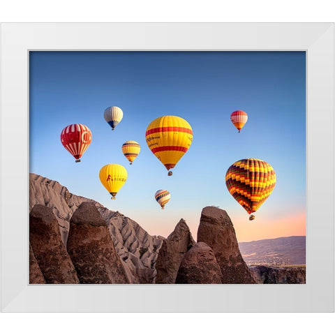 Balloons White Modern Wood Framed Art Print by Nayyer Reza, Sayyed