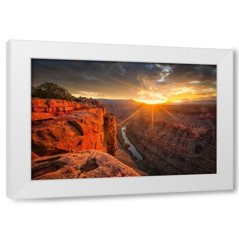 Sunrise Over The Grand Canyon White Modern Wood Framed Art Print by Zheng, Michael
