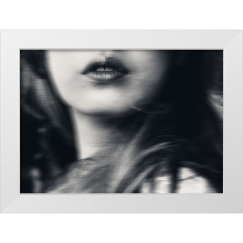 Your lips making everything strange White Modern Wood Framed Art Print by Lagaa, Kahar