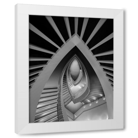 Amazing Staircase White Modern Wood Framed Art Print by Yang, Jimmy