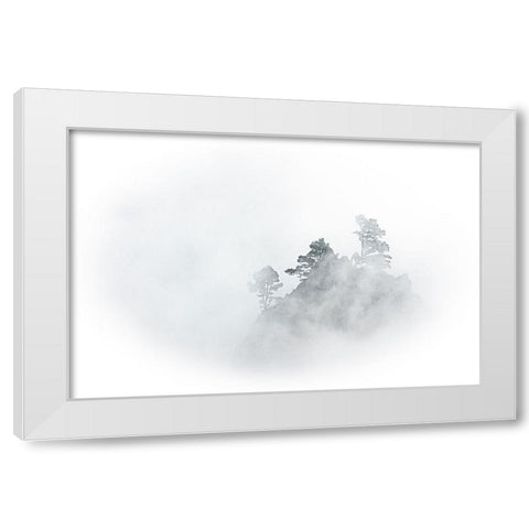 mystic Mountain White Modern Wood Framed Art Print by Schmidtke, Holger