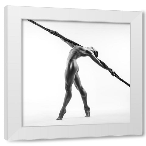Dancing With The Rope White Modern Wood Framed Art Print by Valevicius, Aurimas