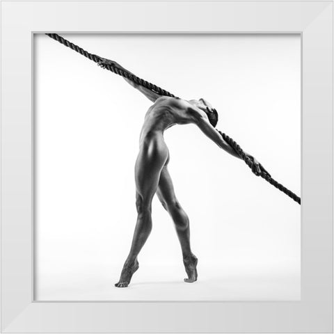 Dancing With The Rope White Modern Wood Framed Art Print by Valevicius, Aurimas