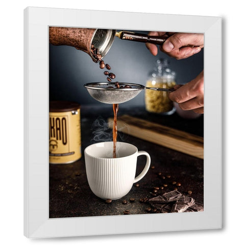 Cup Of Coffee White Modern Wood Framed Art Print by Morozov, Konstantin