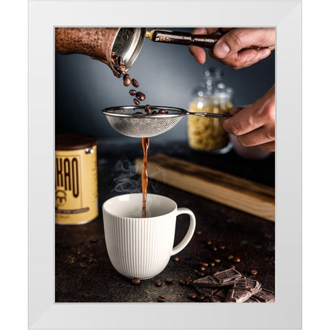 Cup Of Coffee White Modern Wood Framed Art Print by Morozov, Konstantin