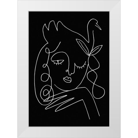 lineart_swan_black_vector_005 White Modern Wood Framed Art Print by 1x Studio II