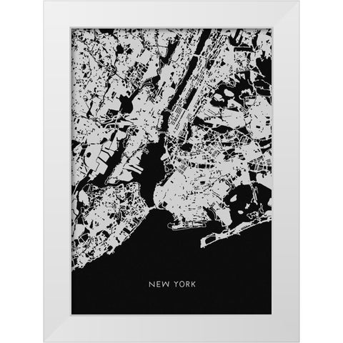 map_new york_002_black White Modern Wood Framed Art Print by 1x Studio II