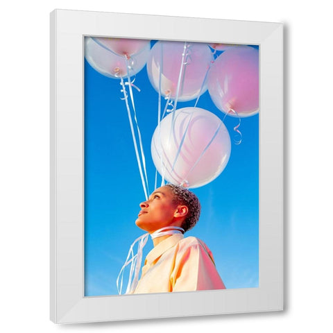 Head In The Clouds. White Modern Wood Framed Art Print by Charley, William