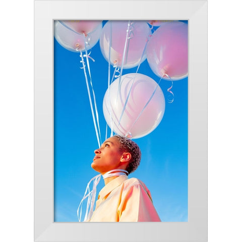 Head In The Clouds. White Modern Wood Framed Art Print by Charley, William