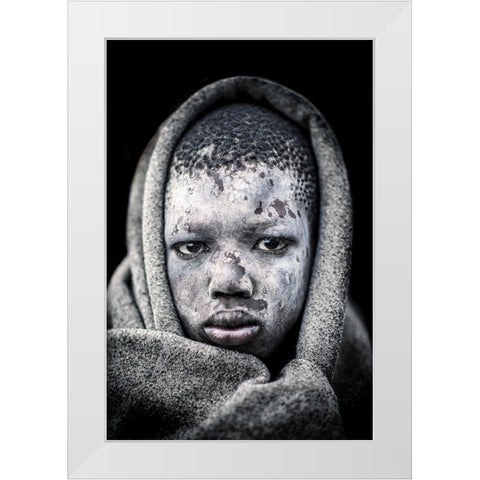 Mundari Boy Portrait White Modern Wood Framed Art Print by Cole, Trevor