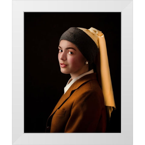 meisje met de parel White Modern Wood Framed Art Print by Allmaier, Michael