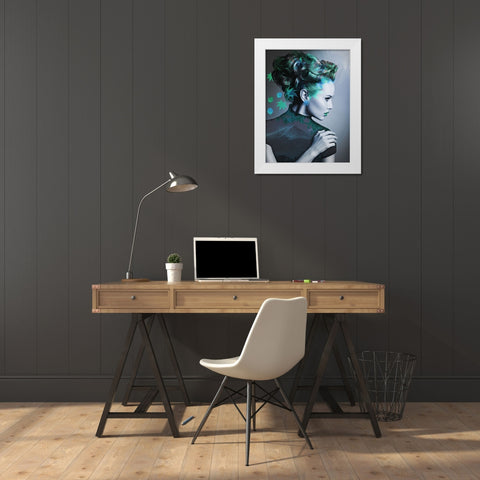 Green with leaves White Modern Wood Framed Art Print by Purplesunshine