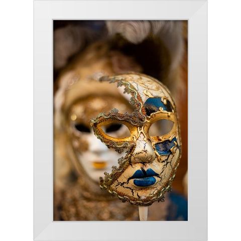 Behind the Eyes of Venice Mask White Modern Wood Framed Art Print by Shacked, Barak
