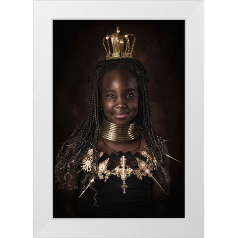 Golden Girl White Modern Wood Framed Art Print by Kayen-Mouthaan, Carola