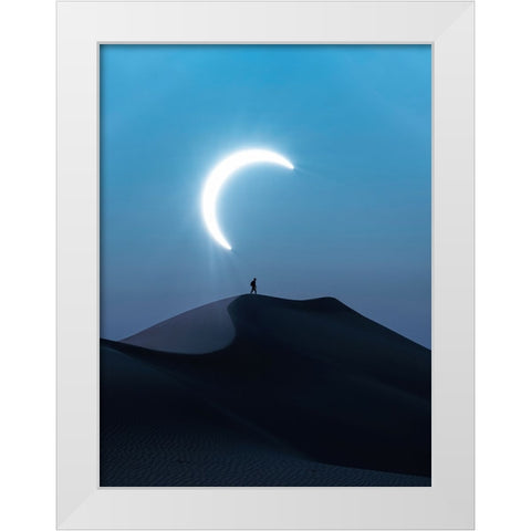 Fascinating view of the solar eclipse White Modern Wood Framed Art Print by Aldaie, Ahmed