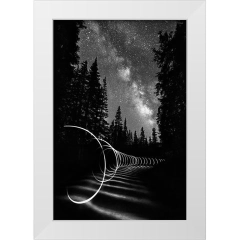 Light Painting Under The Milky Way White Modern Wood Framed Art Print by Shen, Yanyu