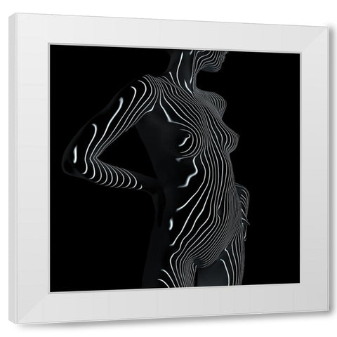 Abstract Lines White Modern Wood Framed Art Print by Cloud, Mountain