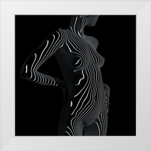 Abstract Lines White Modern Wood Framed Art Print by Cloud, Mountain