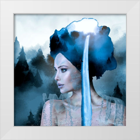 Waterfall White Modern Wood Framed Art Print by Purplesunshine