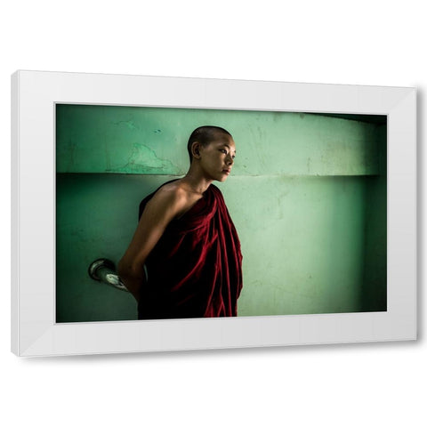 The Young Monk White Modern Wood Framed Art Print by Cowle, Elizabeth