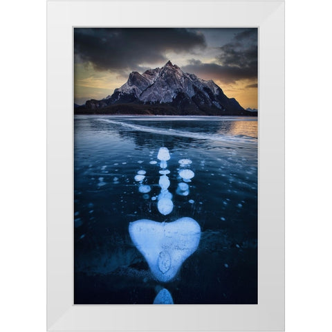 Symmetry Of Icelake White Modern Wood Framed Art Print by Zheng, Michael