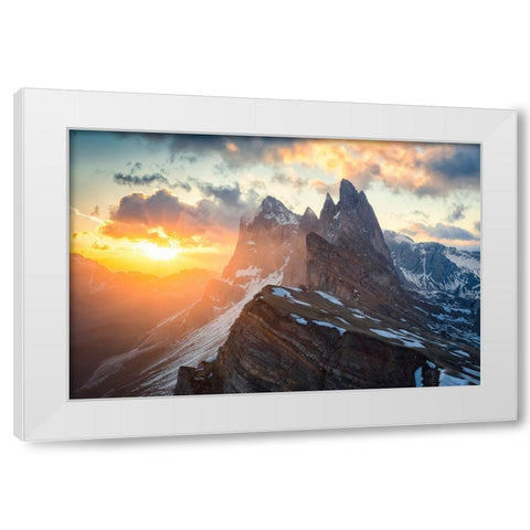 Sunrise at Seceda White Modern Wood Framed Art Print by Zheng, Michael