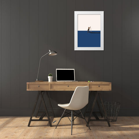 Fishing for compliments White Modern Wood Framed Art Print by Leon, Maarten