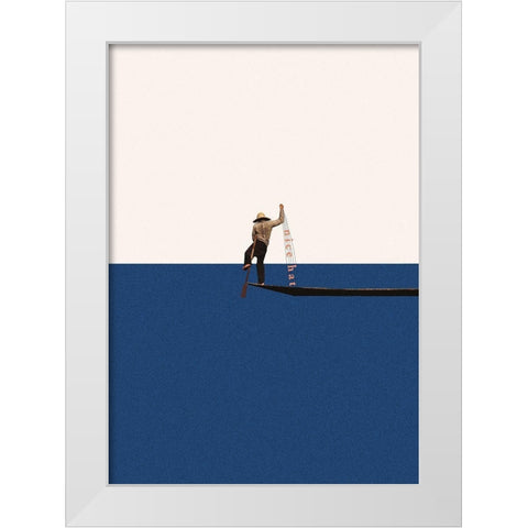 Fishing for compliments White Modern Wood Framed Art Print by Leon, Maarten