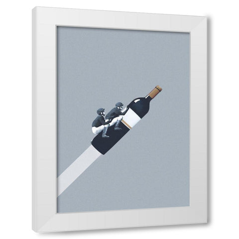 We ride until dawn White Modern Wood Framed Art Print by Leon, Maarten