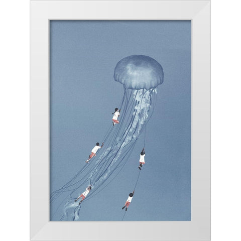 We came home smiling White Modern Wood Framed Art Print by Leon, Maarten