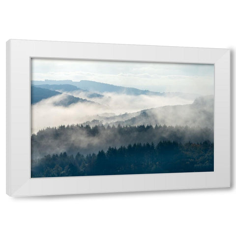 Early morning at Morvan White Modern Wood Framed Art Print by Wijnen, Marleen