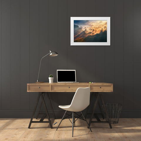 Morning Light White Modern Wood Framed Art Print by Li, Ryan