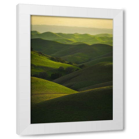 Rolling Hills White Modern Wood Framed Art Print by Chengming